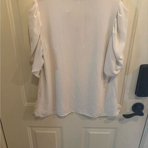 Anthropologie Lark & Ro White Blouse with Ruffle Detail - Picture 4 of 5